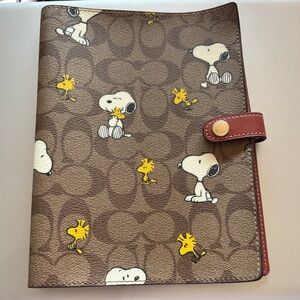 Coach Brown Signature Snoopy & Woodstock Notebook